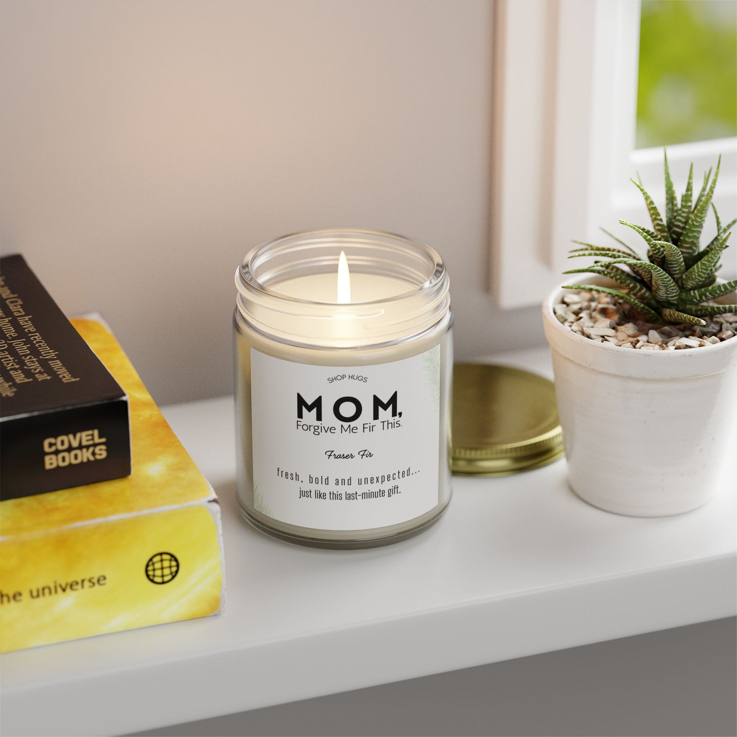 Mom Forgive Fir This- Fraser Fir Scented Candle - Shop Hugs Gifts for Mom from Daughter, Son, Best Mom Gifts, Funny Mom, Birthday, Thanksgiving for Mom, Stepmother, Adoptive Mother, (4oz/9oz)
