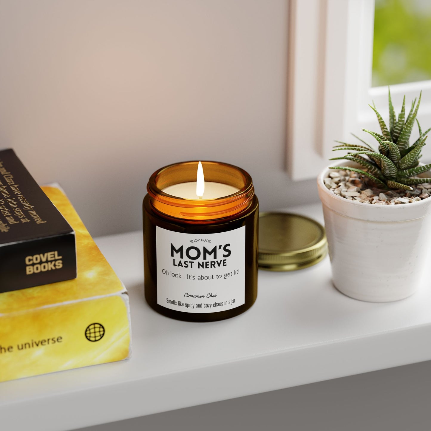 Mom's Last Nerve...Its About to Get Lit!- Cinnamon Chai Scented Candle - Best Gifts, Funny, Birthday, Mothers Day, Thanksgiving & Christmas Gifts (4oz, 9oz)